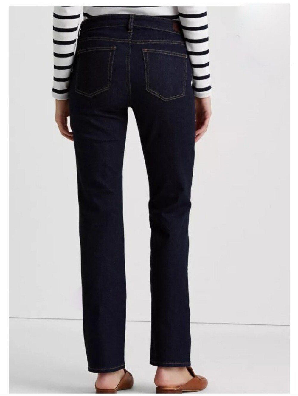 New Ralph Lauren Curvy-Fit Authentic Stretch Slim-Leg Dark Wash Jeans Size 8